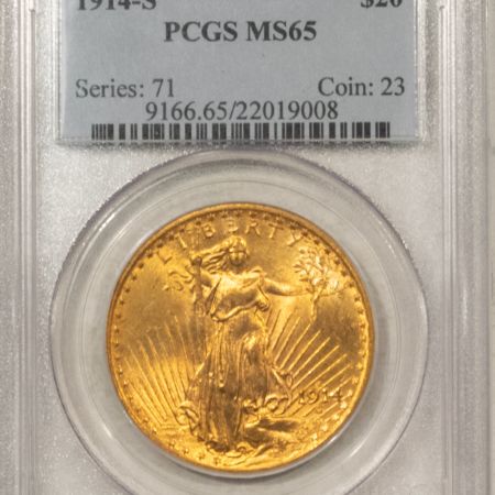 $20 1914-S $20 ST GAUDEN’S GOLD PCGS MS-65