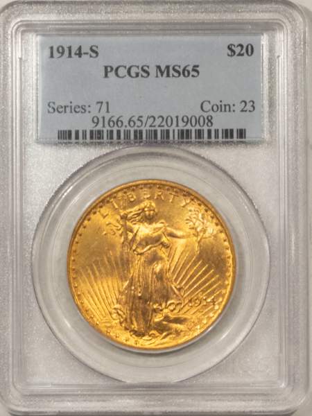 $20 1914-S $20 ST GAUDEN’S GOLD PCGS MS-65