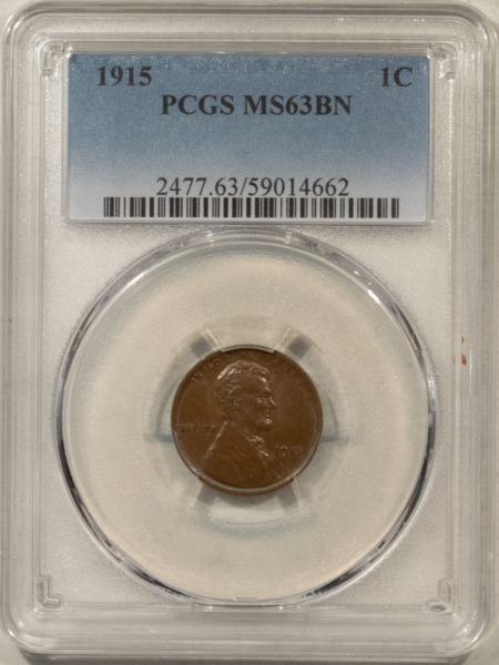 Lincoln Cents (Wheat) 1915 LINCOLN CENT, PCGS MS-63 BN, GLOSSY, SPOT-FREE & PQ!