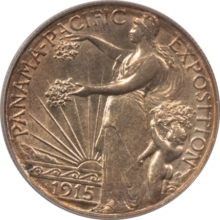 Early Commems 1915-S PAN-PAC COMMEMORATIVE HALF DOLLAR – PCGS MS-62, LOOKS 63+, OGH & PQ!