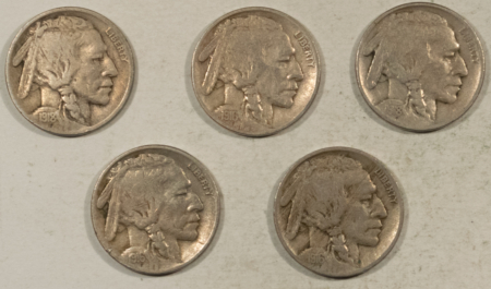 Buffalo Nickels 1916 X3, 1918 X2 BUFFALO NICKELS LOT/5-HIGH GRADE CIRC EXAMPLES, STRONG DETAILS!