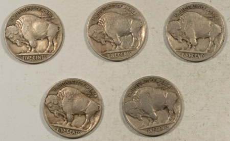 Buffalo Nickels 1916 X3, 1918 X2 BUFFALO NICKELS LOT/5-HIGH GRADE CIRC EXAMPLES, STRONG DETAILS!