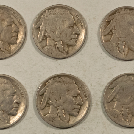 Buffalo Nickels 1916 X2 1917 X3 1918 X4 1919 BUFFALO NICKELS, LOT OF 10 – CIRCULATED