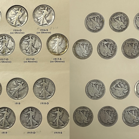 Half Dollars 1916-47 WALKING LIBERTY HALF DOLLAR 65 COIN SET COMPLETE G+, NICER COINS + ALBUM