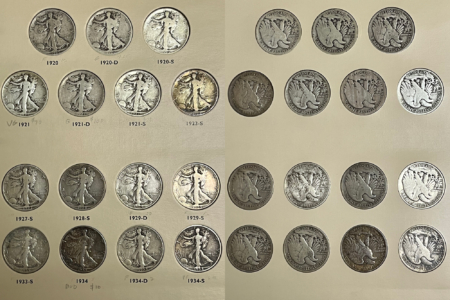 Half Dollars 1916-47 WALKING LIBERTY HALF DOLLAR 65 COIN SET COMPLETE G+, NICER COINS + ALBUM