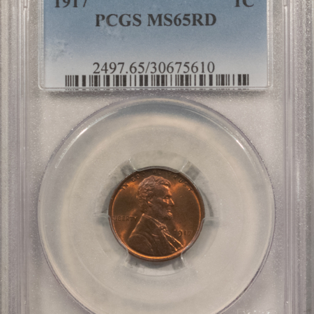 Lincoln Cents (Wheat) 1917 LINCOLN CENT – PCGS MS-65 RD, GEM!