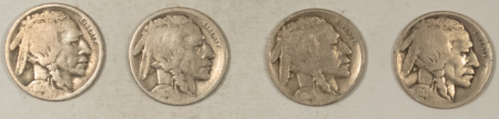 Buffalo Nickels 1917-D X3, 1917-S BUFFALO NICKELS, LOT OF 4 – PLEASING CIRCULATED EXAMPLES!