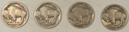 Buffalo Nickels 1917-D X3, 1917-S BUFFALO NICKELS, LOT OF 4 – PLEASING CIRCULATED EXAMPLES!