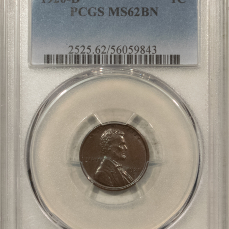 Lincoln Cents (Wheat) 1920-D LINCOLN CENT – PCGS MS-62 BN, LOOKS 64 BN, PREMIUM QUALITY!