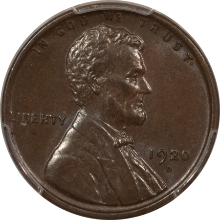 Lincoln Cents (Wheat) 1920-D LINCOLN CENT – PCGS MS-62 BN, LOOKS 64 BN, PREMIUM QUALITY!