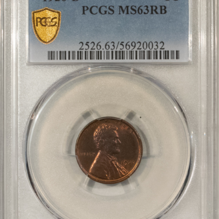 Lincoln Cents (Wheat) 1920-D LINCOLN CENT – PCGS MS-63 RB, TOUGH COIN!