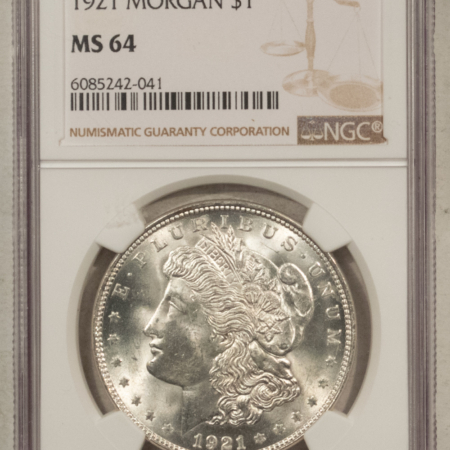 Dollars 1921 $1 MORGAN DOLLAR – NGC MS-64, PREMIUM QUALITY BLAZER!