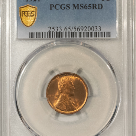 Lincoln Cents (Wheat) 1921 LINCOLN CENT – PCGS MS-65 RD, FIERY RED GEM!
