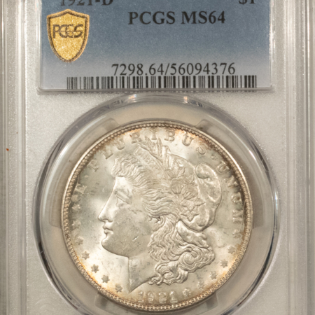 Dollars 1921-D $1 MORGAN DOLLAR – PCGS MS-64, LOOKS 65! PREMIUM QUALITY++!