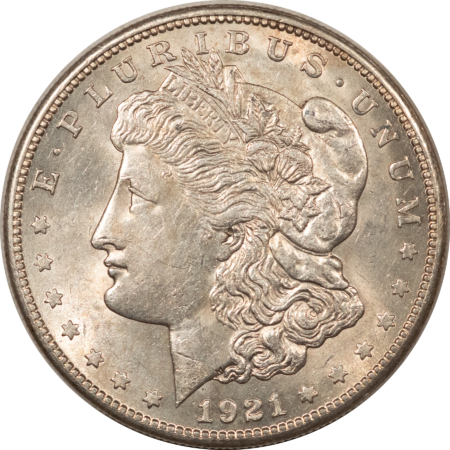 Dollars 1921-S $1 MORGAN DOLLAR – ABOUT UNCIRCULATED/UNCIRCULATED DETAIL, LIGHTLY WIPED!