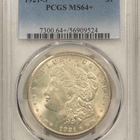 Dollars 1921-S $1 MORGAN DOLLAR – PCGS MS-64+ SATINY AND SMOOTH!