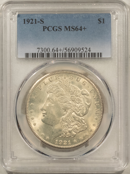Dollars 1921-S $1 MORGAN DOLLAR – PCGS MS-64+ SATINY AND SMOOTH!