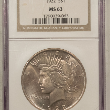 Dollars 1922 $1 PEACE DOLLAR – NGC MS-63 FRESH & CHOICE