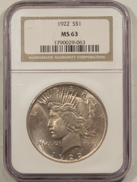 Dollars 1922 $1 PEACE DOLLAR – NGC MS-63 FRESH & CHOICE