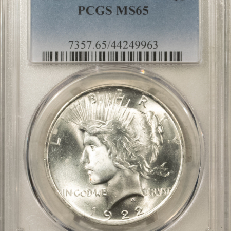 Dollars 1922 $1 PEACE DOLLAR – PCGS MS-65 BLAZING WHITE GEM!