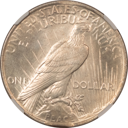 Dollars 1923 $1 PEACE DOLLAR MINT ERROR – NGC MS-62, CURVED CLIP @ 12:00