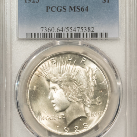 Dollars 1923 $1 PEACE DOLLAR – PCGS MS-64 FRESH WHITE, LOOKS GEM!