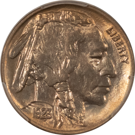 Buffalo Nickels 1923 BUFFALO NICKEL 5C, PCGS MS-63, SPOT-FREE, MARK-FREE & PQ!