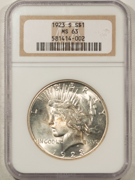 Dollars 1923-S $1 PEACE DOLLAR – NGC MS-63, FRESH & PREMIUM QUALITY!