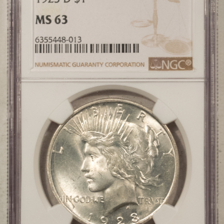 Dollars 1923-D $1 PEACE DOLLAR – NGC MS-63 WHITE & CHOICE!