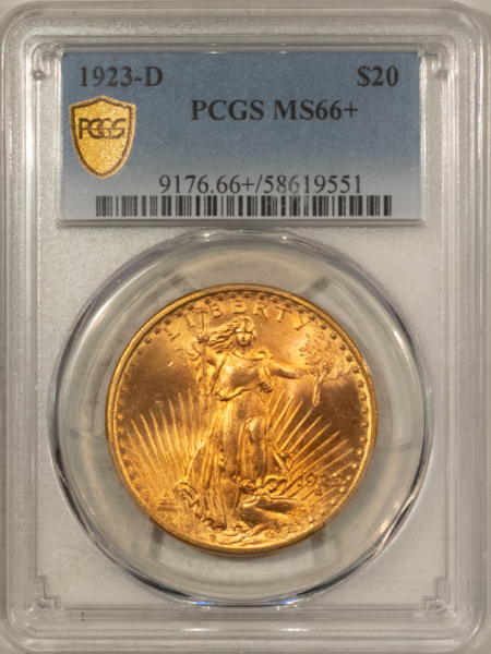 $20 1923-D $20 ST GAUDENS GOLD DOUBLE EAGLE PCGS MS-66+ ONE OF THE PRETTIEST SAINTS!