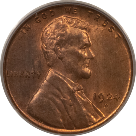 CAC Approved Coins 1924-D LINCOLN CENT – PCGS MS-64 RB, LOOKS GEM, PREMIUM QUALITY & CAC APPROVED!