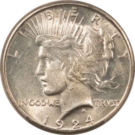 Dollars 1924-S $1 PEACE DOLLAR – PCGS AU-58, LOOKS BU! PREMIUM QUALITY!