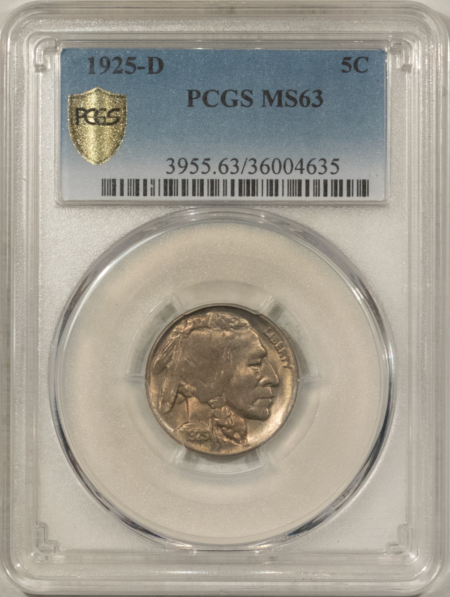 Buffalo Nickels 1925-D BUFFALO NICKEL – PCGS MS-63, FRESH & CHOICE, TOUGH DATE!