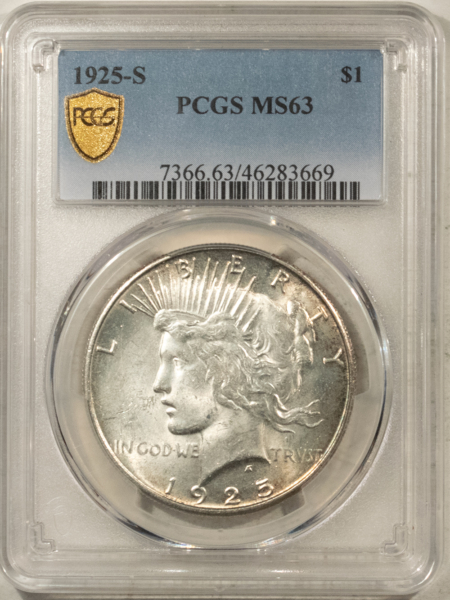 Dollars 1925-S $1 PEACE DOLLAR – PCGS MS-63, FLASHY & CHOICE!