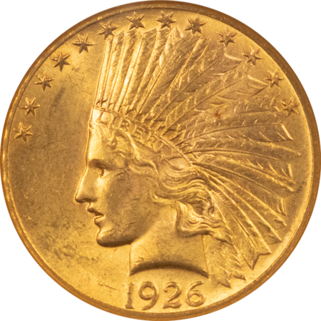 $10 1926 $10 INDIAN HEAD EAGLE  – NGC MS-60 CAC, EMBOSSED FATTIE HOLDER! PQ+++