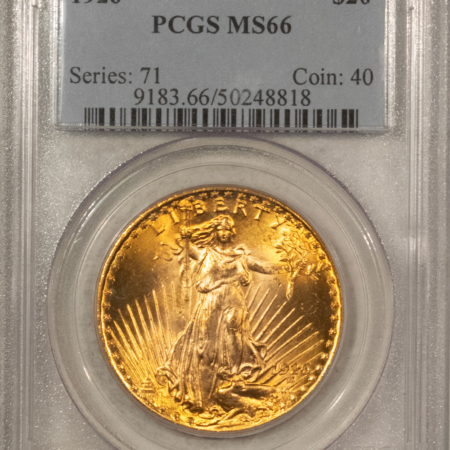 $20 1926 $20 ST GAUDENS GOLD DOUBLE EAGLE – PCGS MS-66, GORGEOUS BLINDING LUSTER!