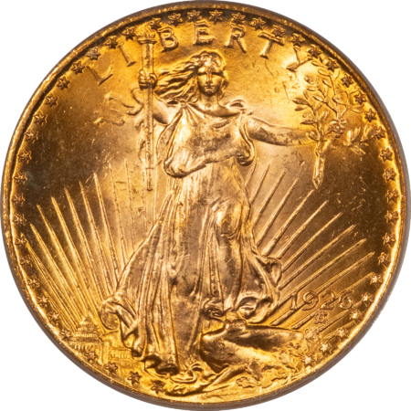 $20 1926 $20 ST GAUDENS GOLD DOUBLE EAGLE – PCGS MS-66, GORGEOUS BLINDING LUSTER!