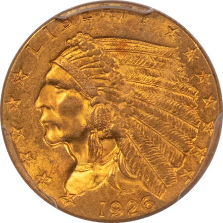 $2.50 1926 $2.50 INDIAN GOLD QUARTER EAGLE – PCGS MS-63, CHOICE!