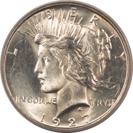 Peace Dollars 1927-D $1 PEACE DOLLAR – PCGS MS-64, BLAST WHITE & LUSTROUS!