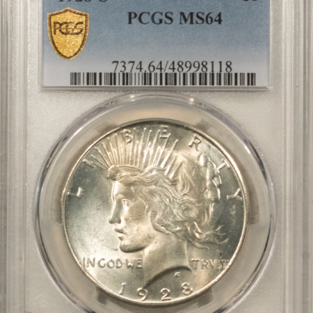 Dollars 1928-S $1 PEACE DOLLAR – PCGS MS-64, FRESH, LUSTROUS & NICE!