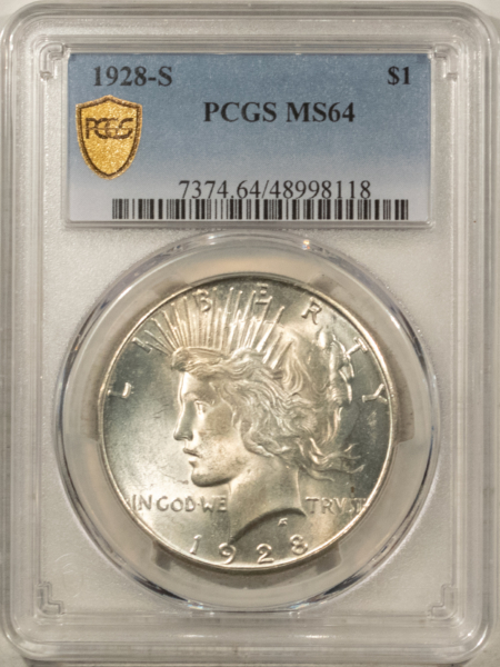 Dollars 1928-S $1 PEACE DOLLAR – PCGS MS-64, FRESH, LUSTROUS & NICE!