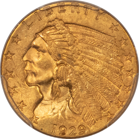 $2.50 1929 $2.50 INDIAN GOLD QUARTER EAGLE – PCGS MS-63