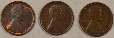 Lincoln Cents (Wheat) 1929 P/D/S LINCOLN CENTS, LOT/3 – HIGH GRADE NEARLY UNCIRC LOOKS CHOICE! NICE!