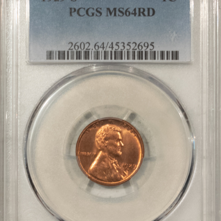 Lincoln Cents (Wheat) 1929-S LINCOLN CENT – PCGS MS-64 RD, FIERY & PREMIUM QUALITY!