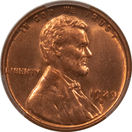 Lincoln Cents (Wheat) 1929-S LINCOLN CENT – PCGS MS-64 RD, FIERY & PREMIUM QUALITY!