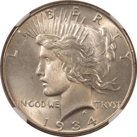 Dollars 1934 $1 PEACE DOLLAR – NGC MS-65, PREMIUM QUALITY!
