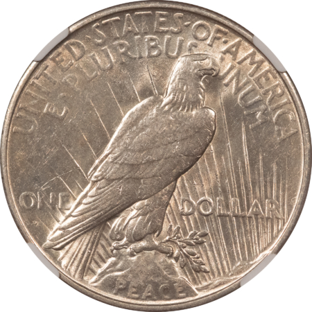 Dollars 1934-D $1 PEACE DOLLAR – NGC AU-58, VIRTUALLY UNCIRCULATED!