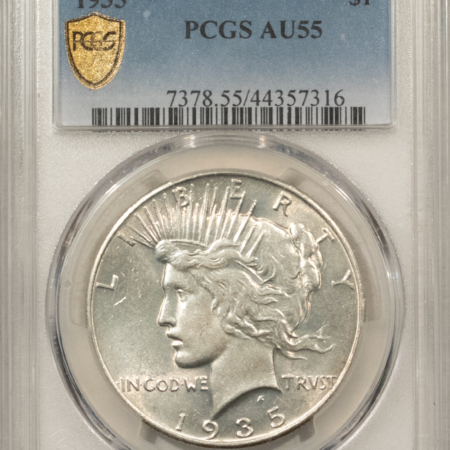 Dollars 1935 $1 PEACE DOLLAR – PCGS AU-55, WHITE!