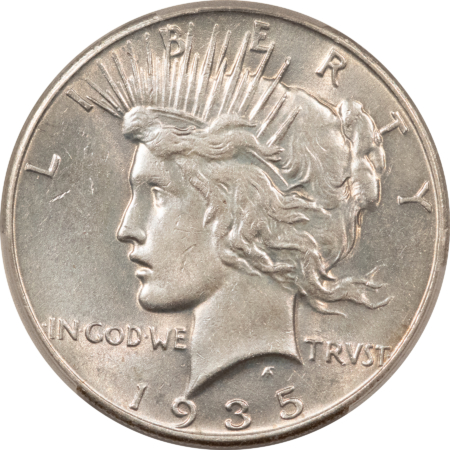 Dollars 1935 $1 PEACE DOLLAR – PCGS AU-55, WHITE!
