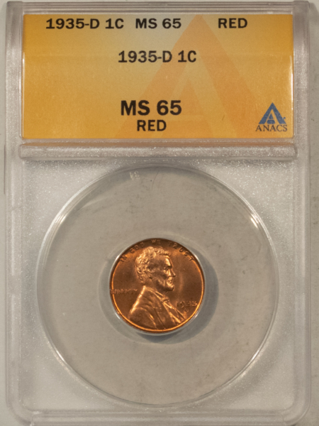 Lincoln Cents (Wheat) 1935-D LINCOLN CENT – ANACS MS-65 RD